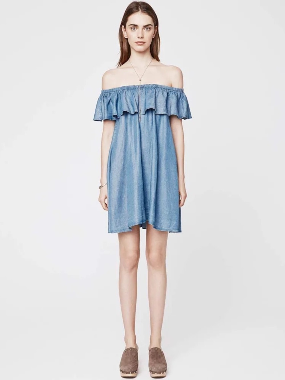 Rebecca Minkoff Light Blue Off-Shoulder Ruffle Strapless Dress Sz. S